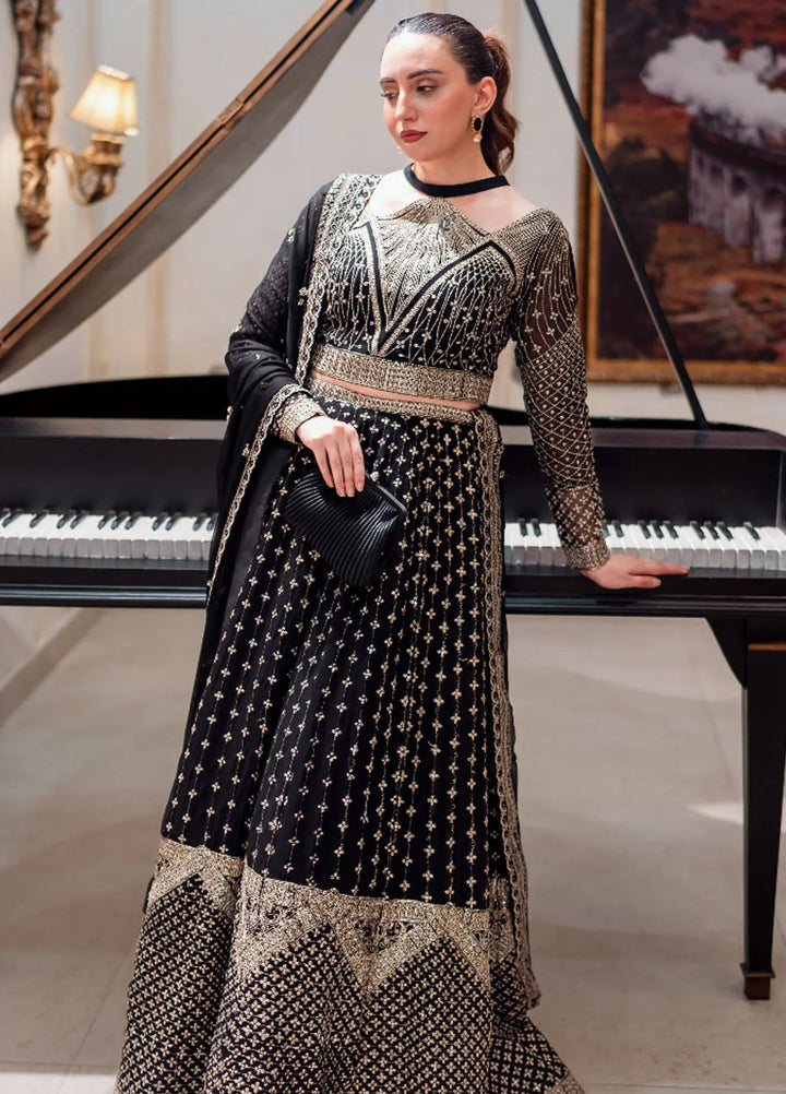 Dastaan By Neeshay Embroidered Chiffon Suit Unstitched 3 Piece NSH24DL Sunehri - Formal Collection