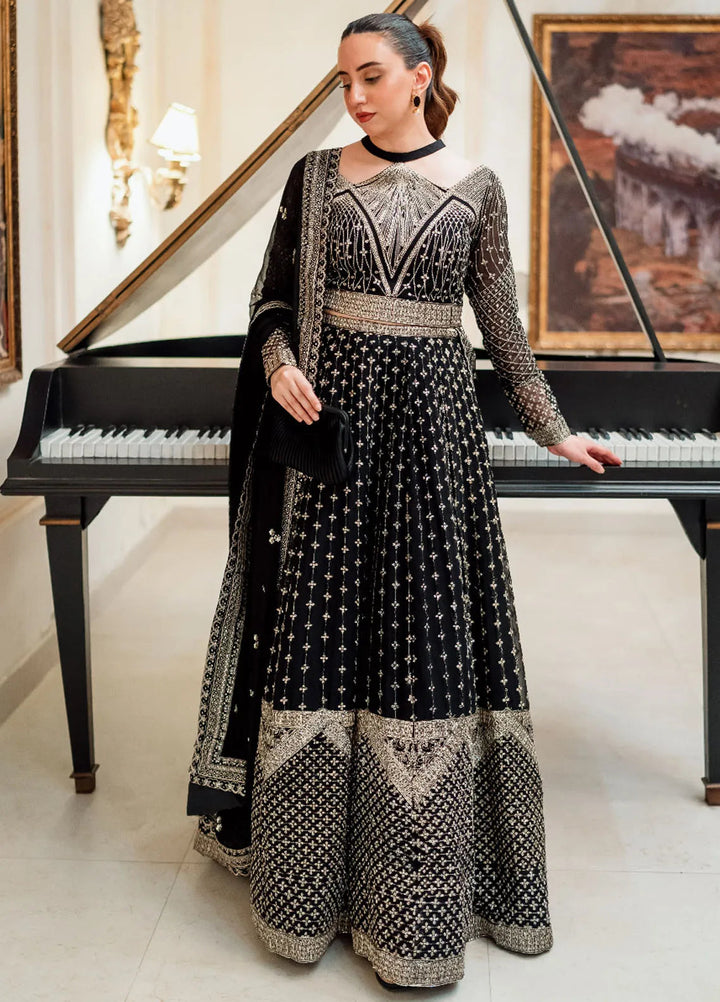 Dastaan By Neeshay Embroidered Chiffon Suit Unstitched 3 Piece NSH24DL Sunehri - Formal Collection