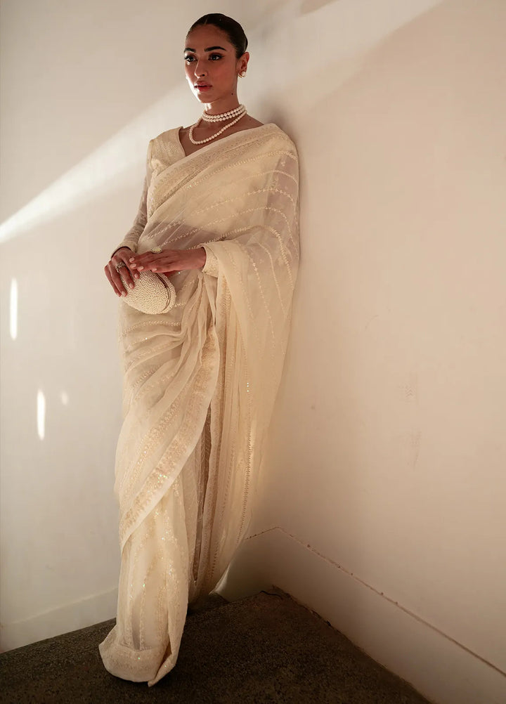 Dastaan By Neeshay Embroidered Chiffon Unstitched Saree NSH24DL Chandni - Formal Collection