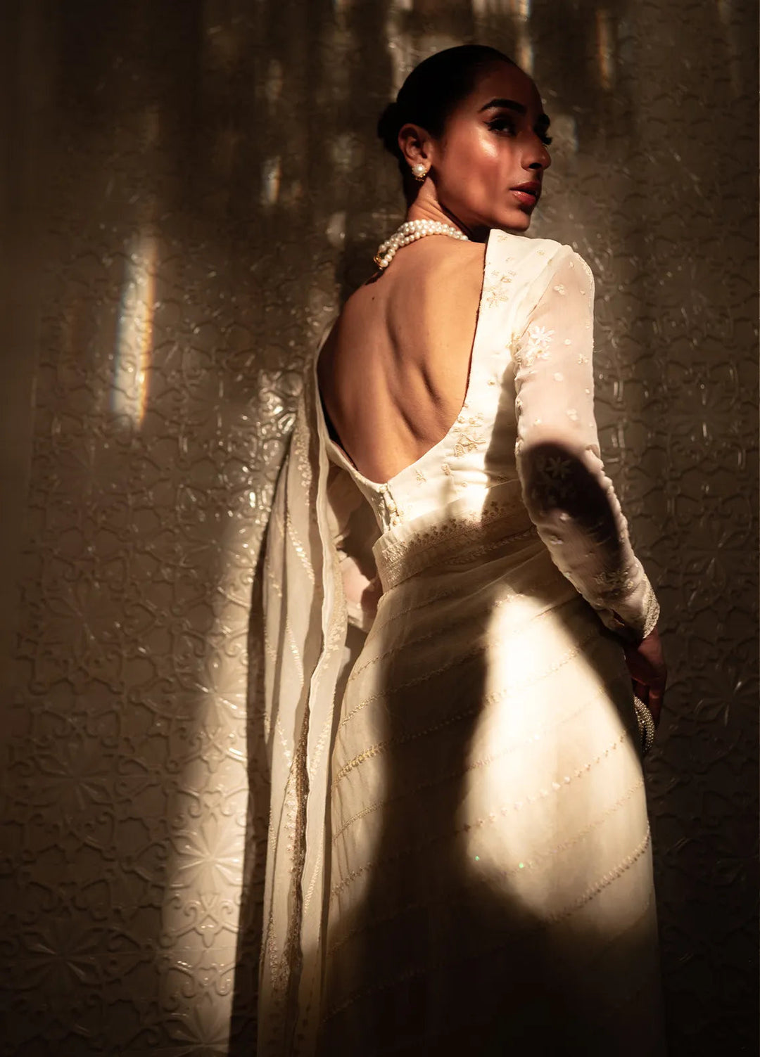 Dastaan By Neeshay Embroidered Chiffon Unstitched Saree NSH24DL Chandni - Formal Collection