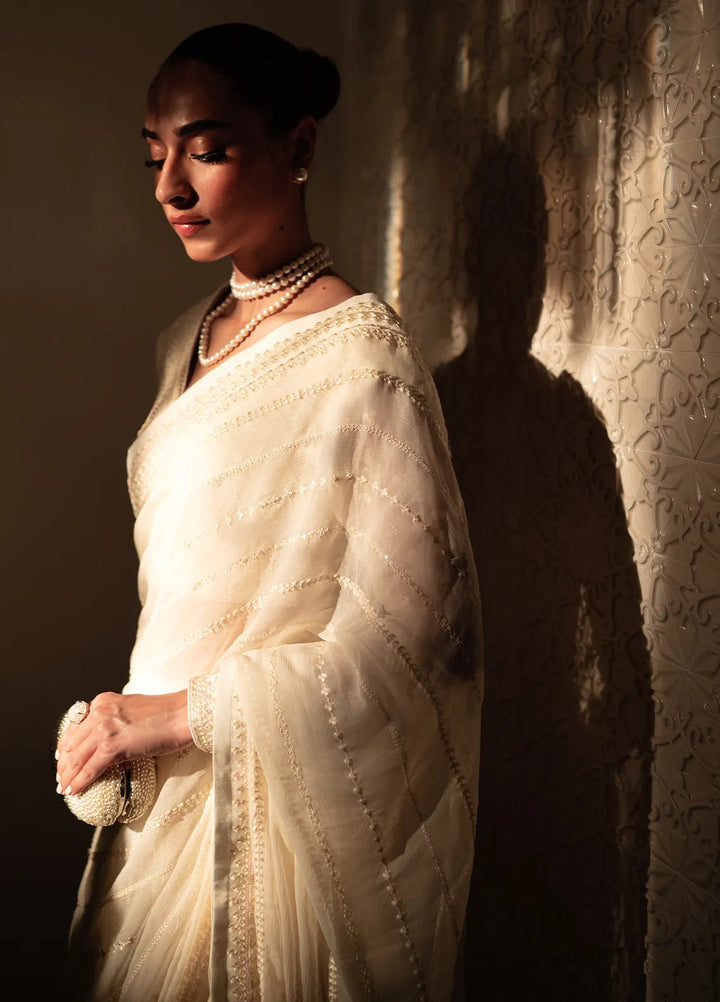 Dastaan By Neeshay Embroidered Chiffon Unstitched Saree NSH24DL Chandni - Formal Collection