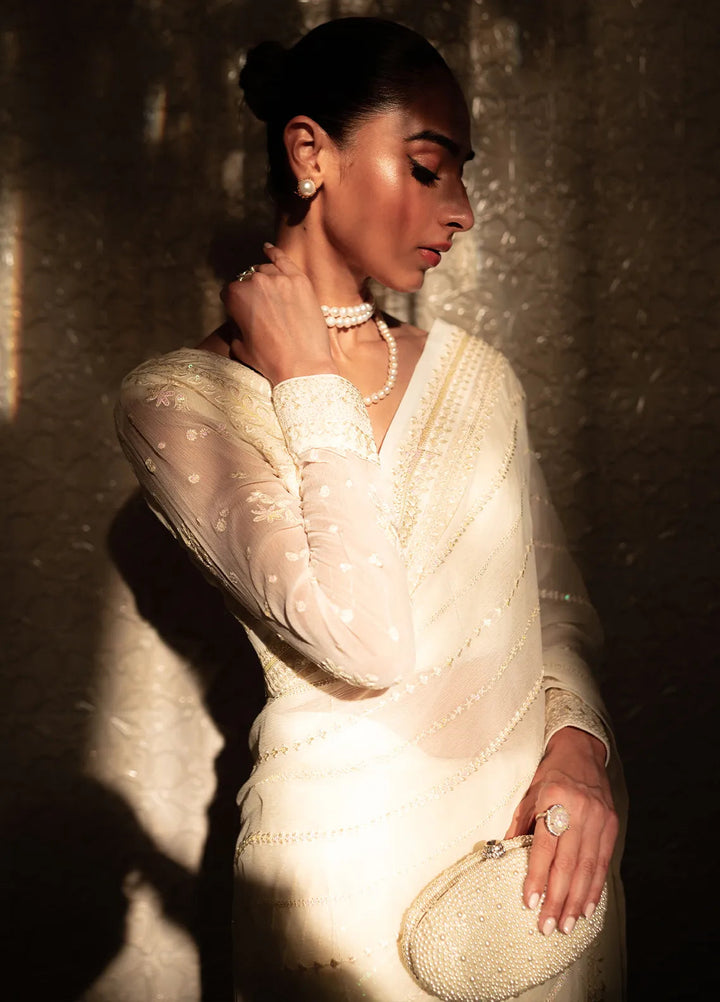 Dastaan By Neeshay Embroidered Chiffon Unstitched Saree NSH24DL Chandni - Formal Collection