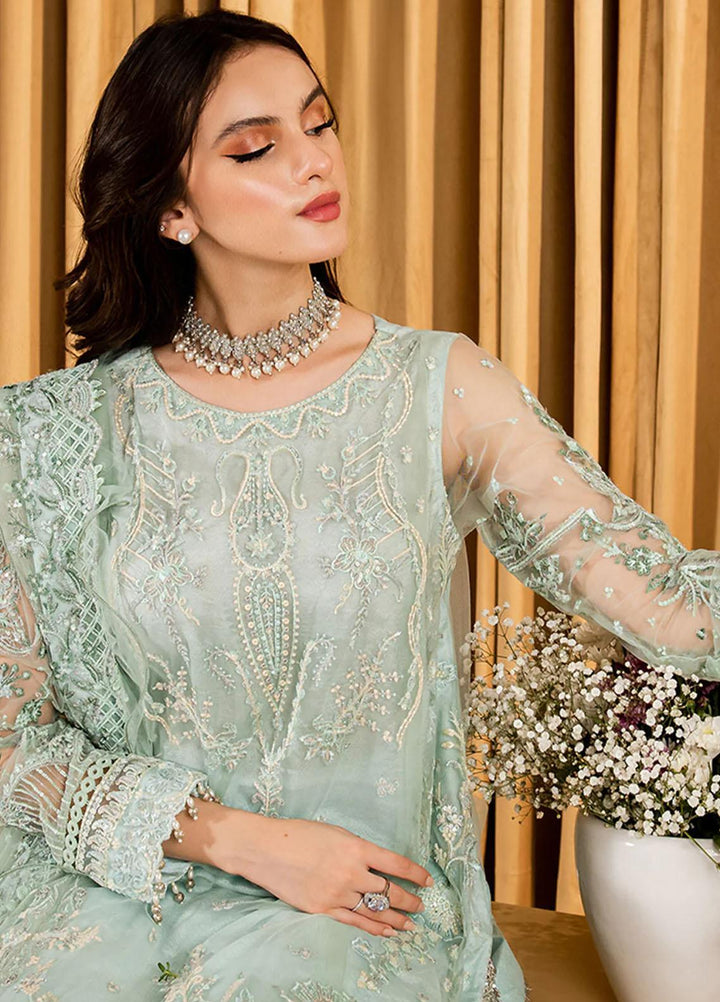 Dastaan By Neeshay Embroidered Net Suits Unstitched 3 Piece NSH23D Sabz mehfil - Festive Collection