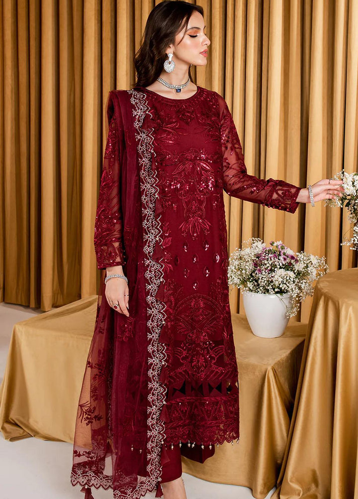 Dastaan By Neeshay Embroidered Chiffon Suits Unstitched 3 Piece NSH23D Saraab - Festive Collection