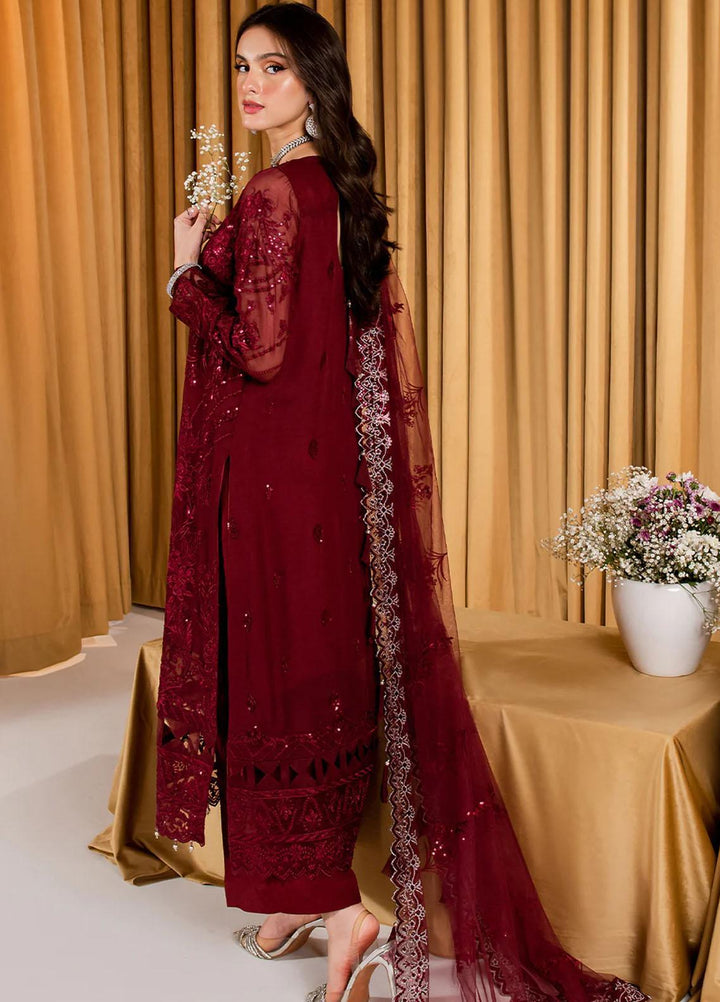 Dastaan By Neeshay Embroidered Chiffon Suits Unstitched 3 Piece NSH23D Saraab - Festive Collection