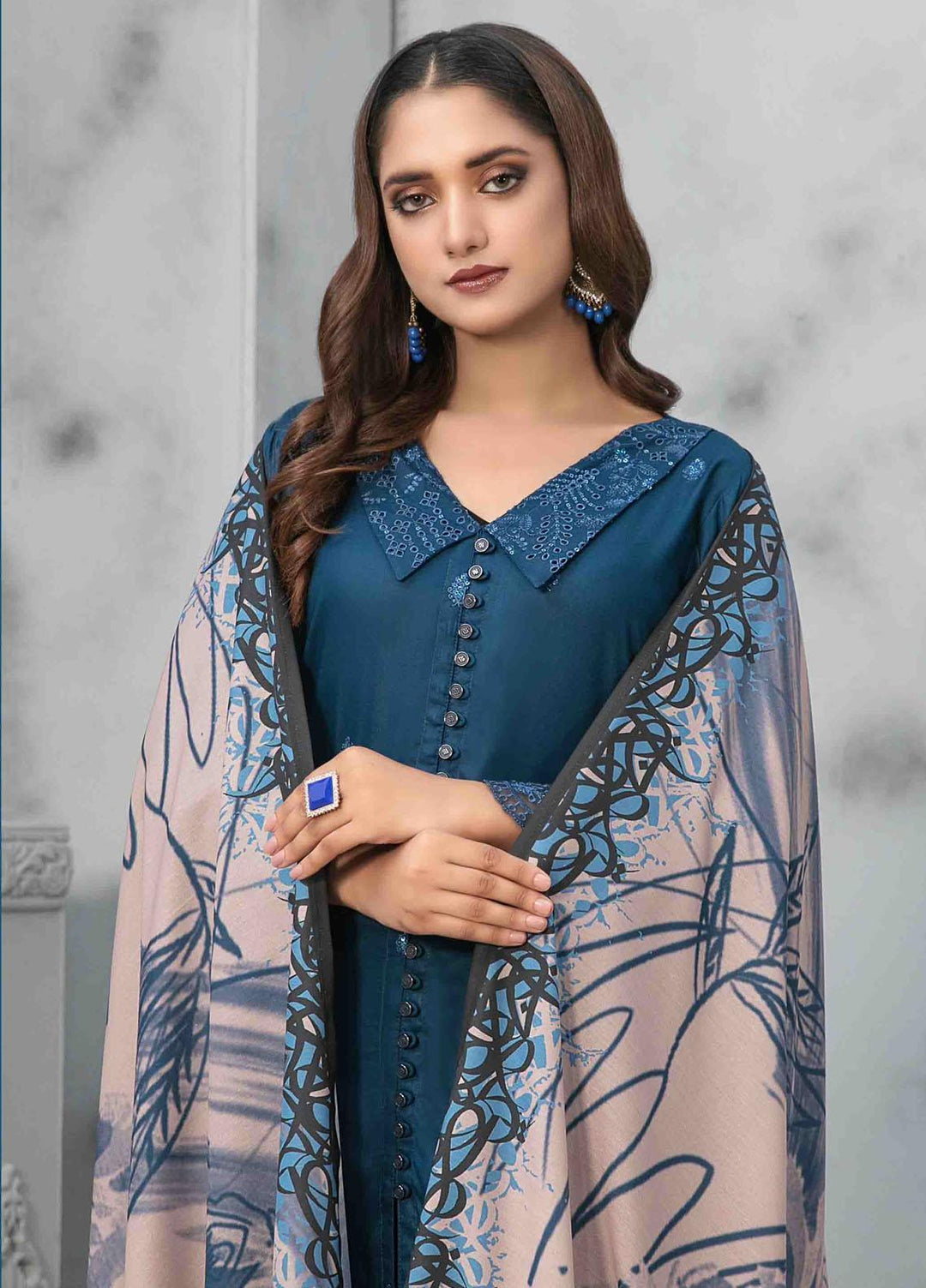 Dastaan By Tawakkal Fabrics Embroidered  Suits Unstitched 3 Piece TWF23DN D-9847 - Formal Collection