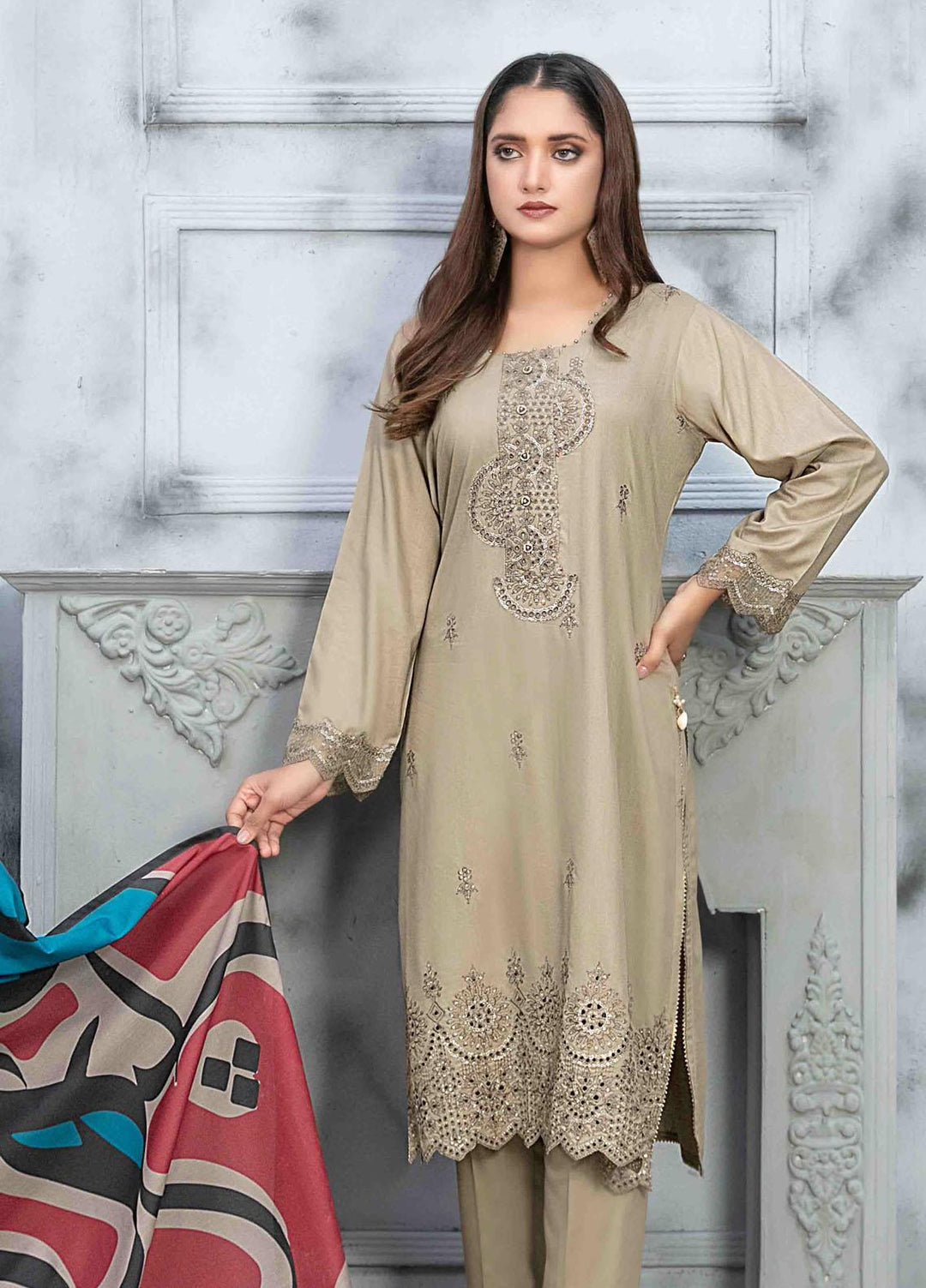 Dastaan By Tawakkal Fabrics Embroidered  Suits Unstitched 3 Piece TWF23DN D-9856 - Formal Collection