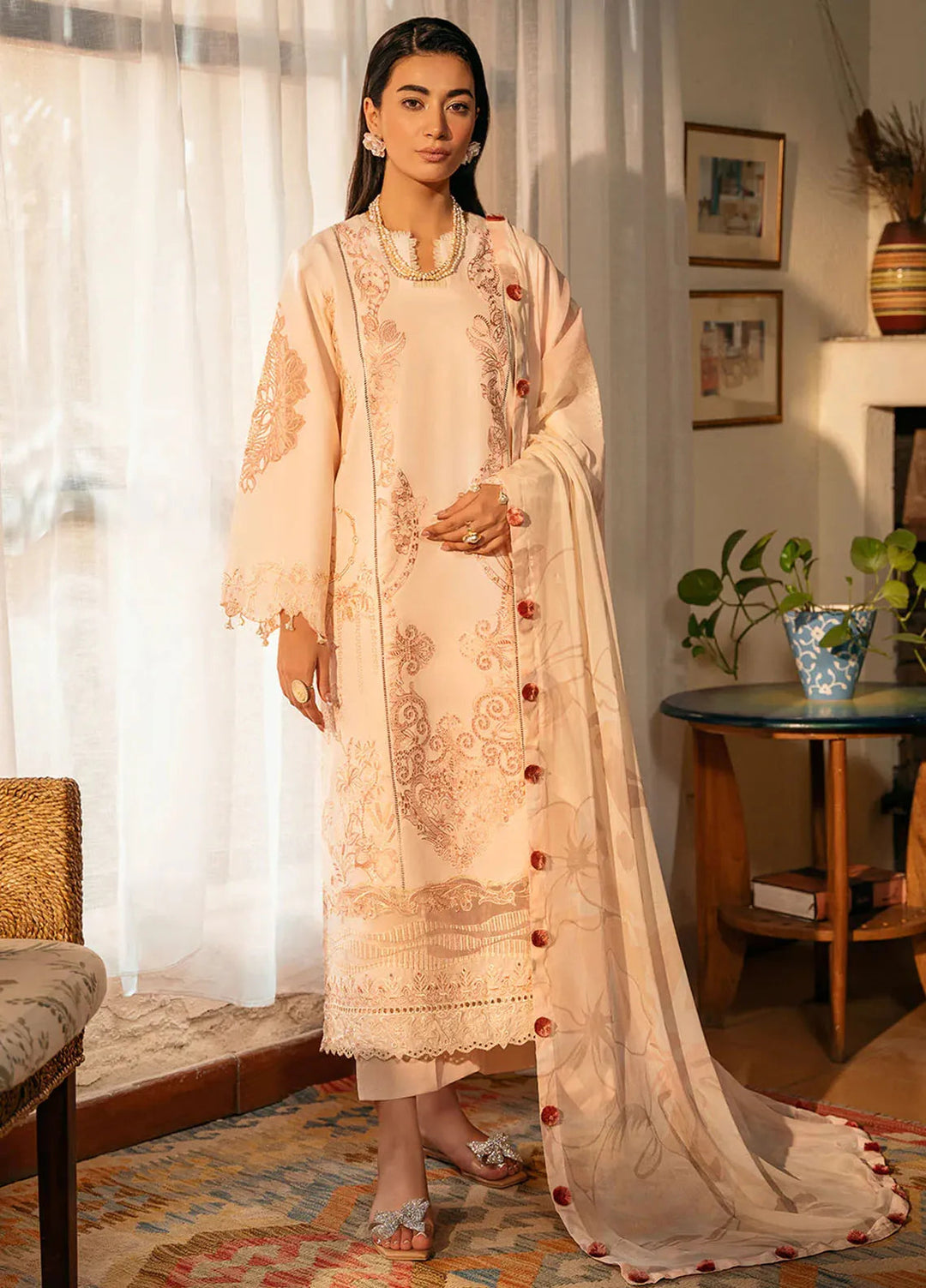 Dastak by Izel Embroidered Lawn Suits Unstitched 3 Piece IZL25D Aarzoo - Summer Collection