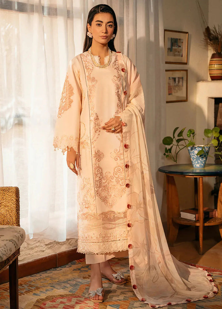 Dastak by Izel Embroidered Lawn Suits Unstitched 3 Piece IZL25D Aarzoo - Summer Collection