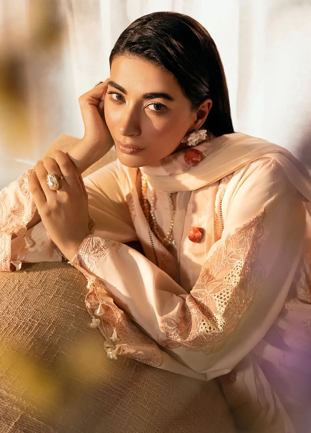 Dastak by Izel Embroidered Lawn Suits Unstitched 3 Piece IZL25D Aarzoo - Summer Collection