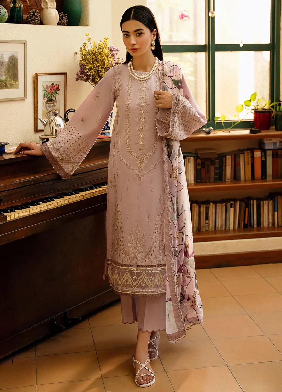 Dastak by Izel Embroidered Lawn Suits Unstitched 3 Piece IZL25D Gul - Summer Collection