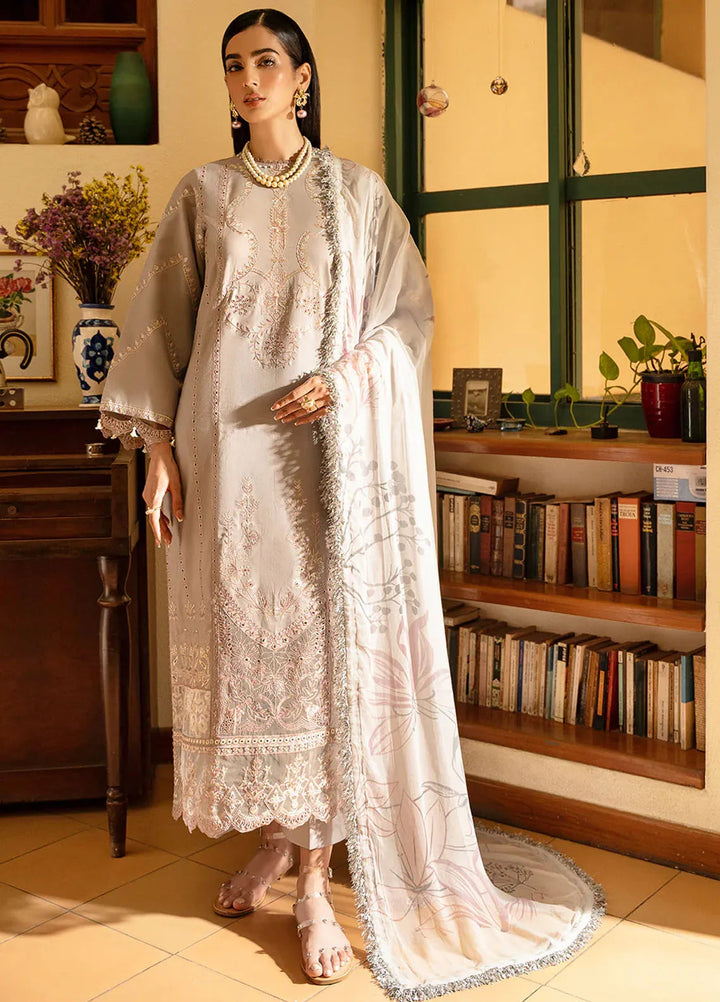 Dastak by Izel Embroidered Lawn Suits Unstitched 3 Piece IZL25D Saaye - Summer Collection