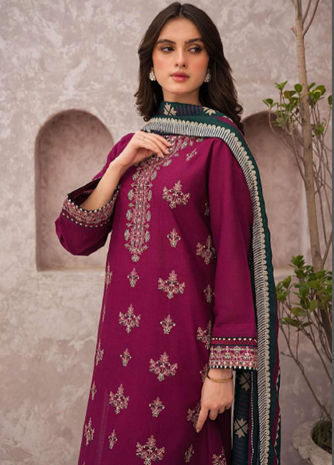 Dastak By Jazmin Embroidered Khaddar Suits Unstitched 3 Piece JZ23DK D-02 Ziba - Winter Collection