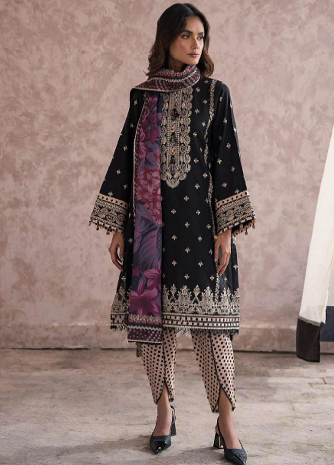 Dastak By Jazmin Embroidered Khaddar Suits Unstitched 3 Piece JZ23DK D-06 Sharar - Winter Collection