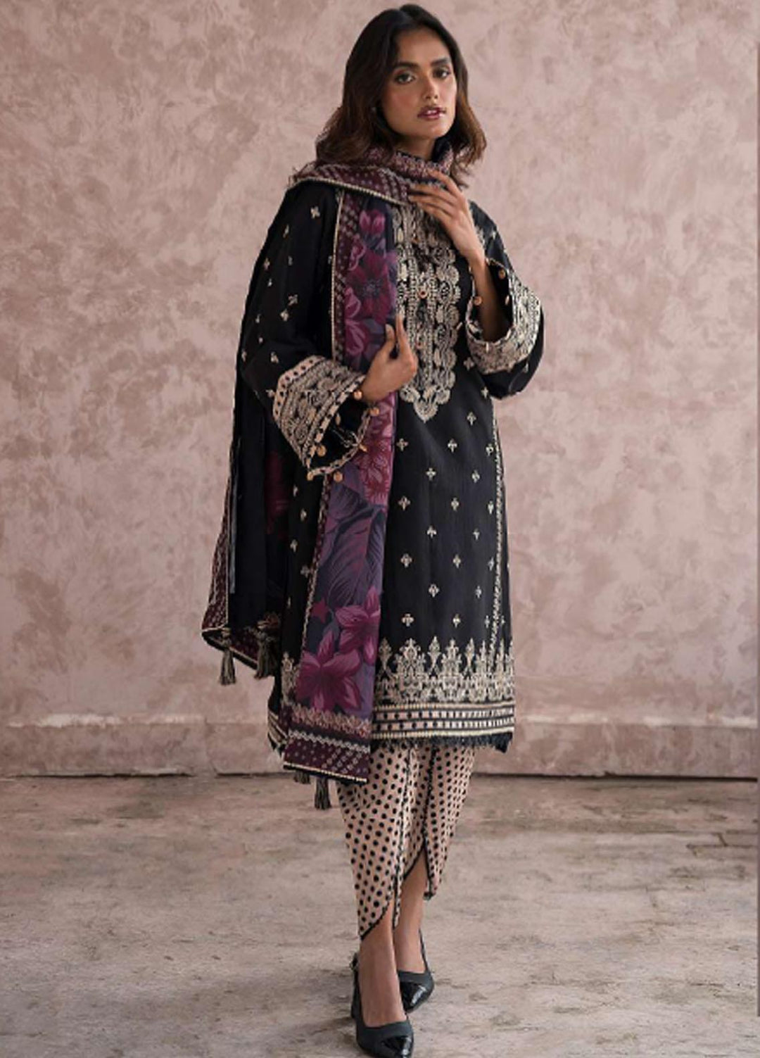 Dastak By Jazmin Embroidered Khaddar Suits Unstitched 3 Piece JZ23DK D-06 Sharar - Winter Collection