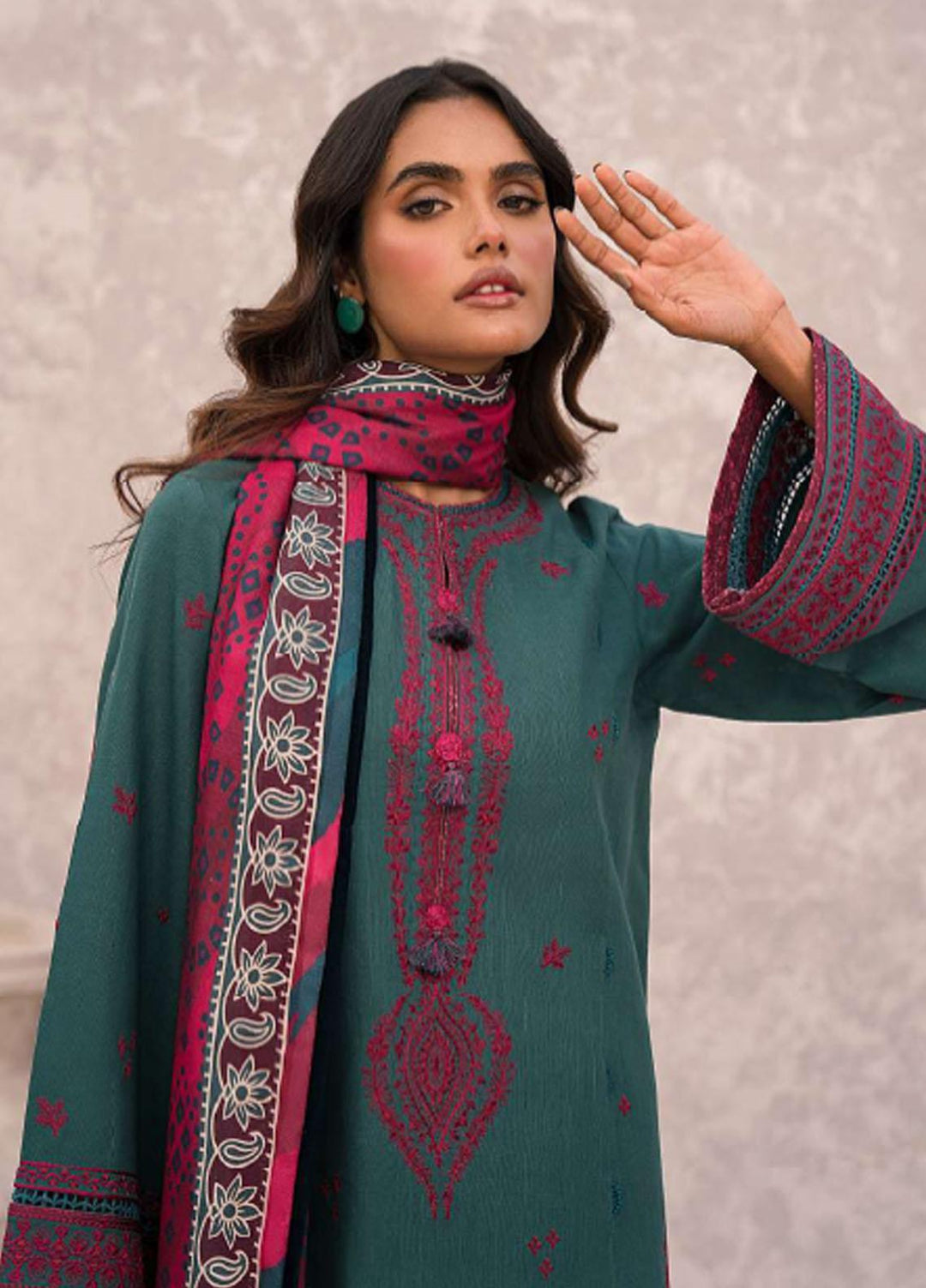 Dastak By Jazmin Embroidered Khaddar Suits Unstitched 3 Piece JZ23DK D-10 Farozaan - Winter Collection