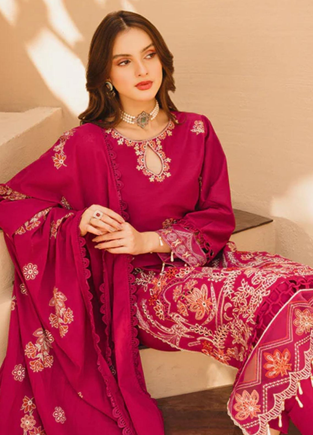 Dastak By Parishay Embroidered Lawn Suits Unstitched 3 Piece PR23D D-04 - Summer Collection