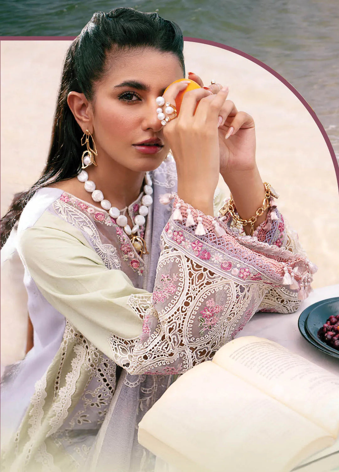 Dastan by AJR Embroidered Lawn Suits Unstitched 3 Piece AJR25D ALL-01 Wave - Luxury Collection
