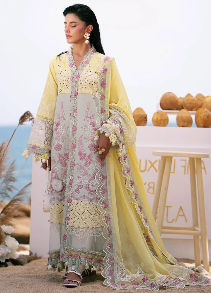 Dastan by AJR Embroidered Lawn Suits Unstitched 3 Piece AJR25D ALL-03 Azure - Luxury Collection
