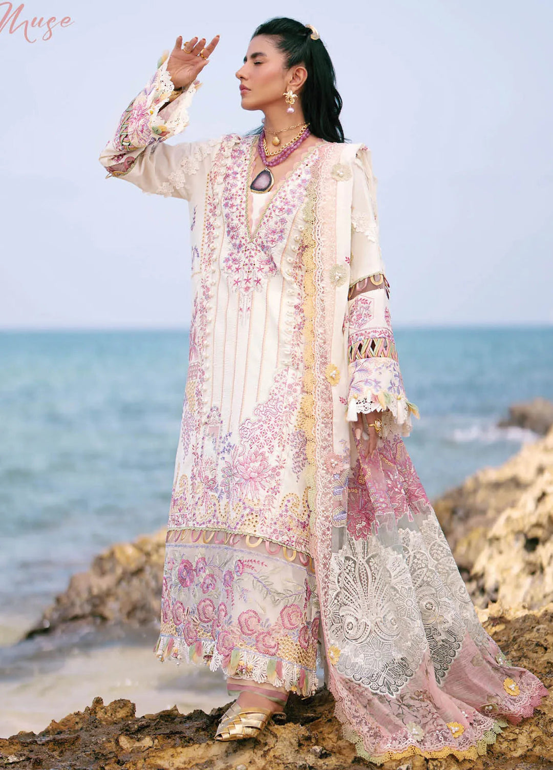 Dastan by AJR Embroidered Lawn Suits Unstitched 3 Piece AJR25D ALL-07 Muse - Luxury Collection