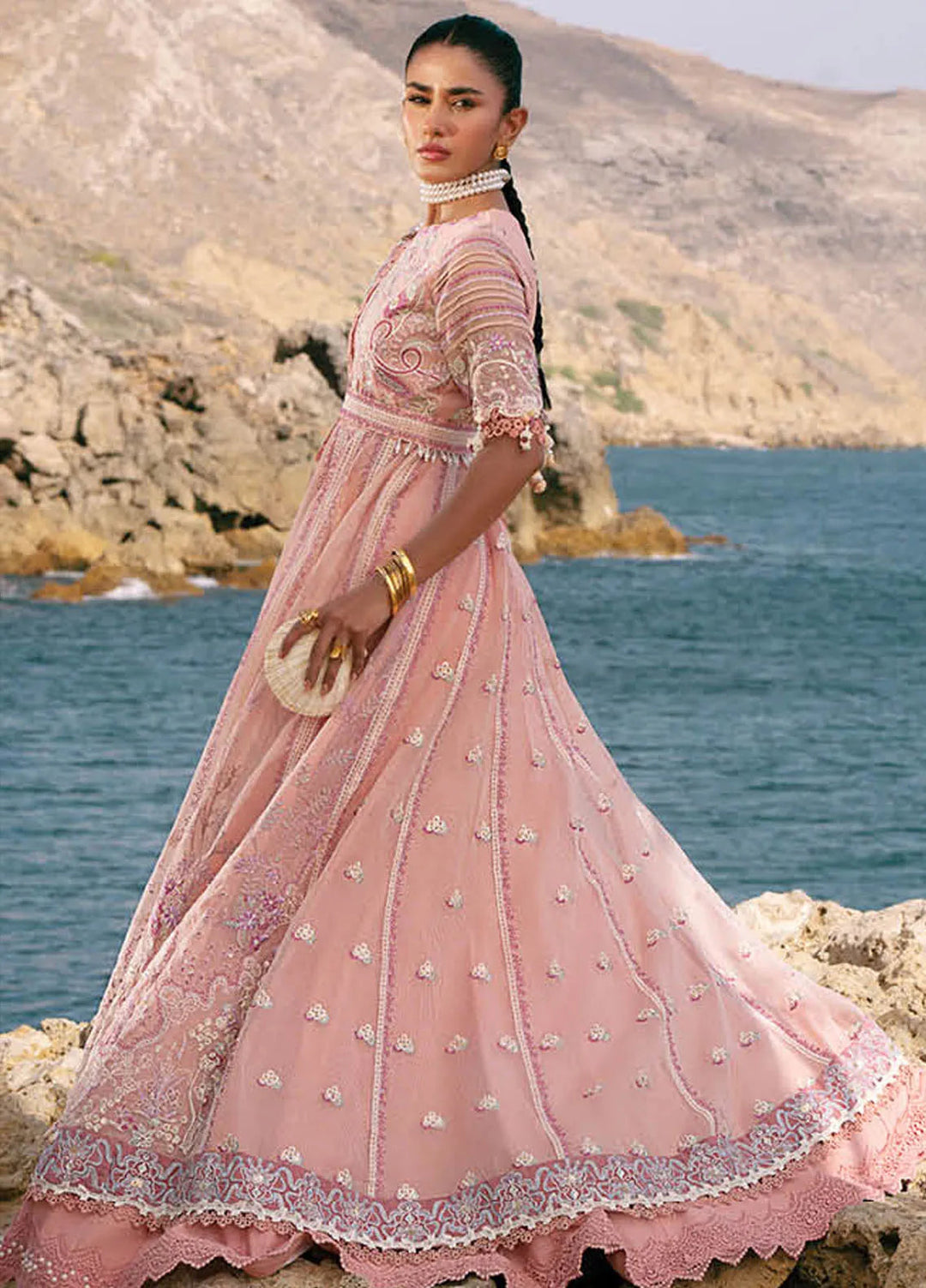 Dastan by AJR Embroidered Net Suits Unstitched 3 Piece AJR25D ALL-04 Flair - Luxury Collection