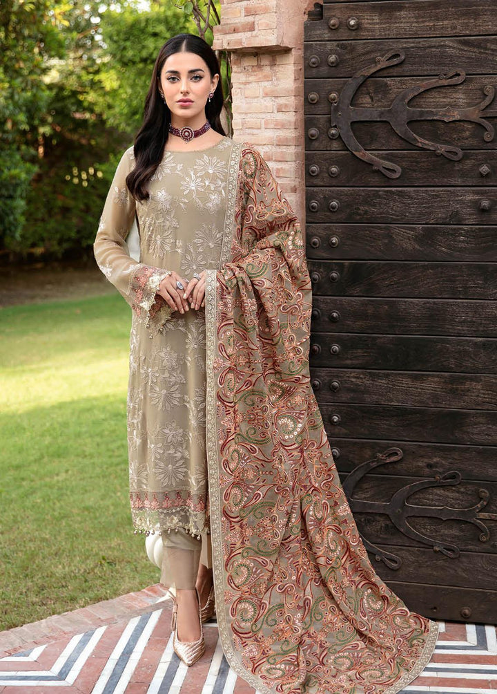 Dastan By Ramsha Embroidered Chiffon Suits Unstitched 3 Piece RSH23D T-101 - Luxury Collection