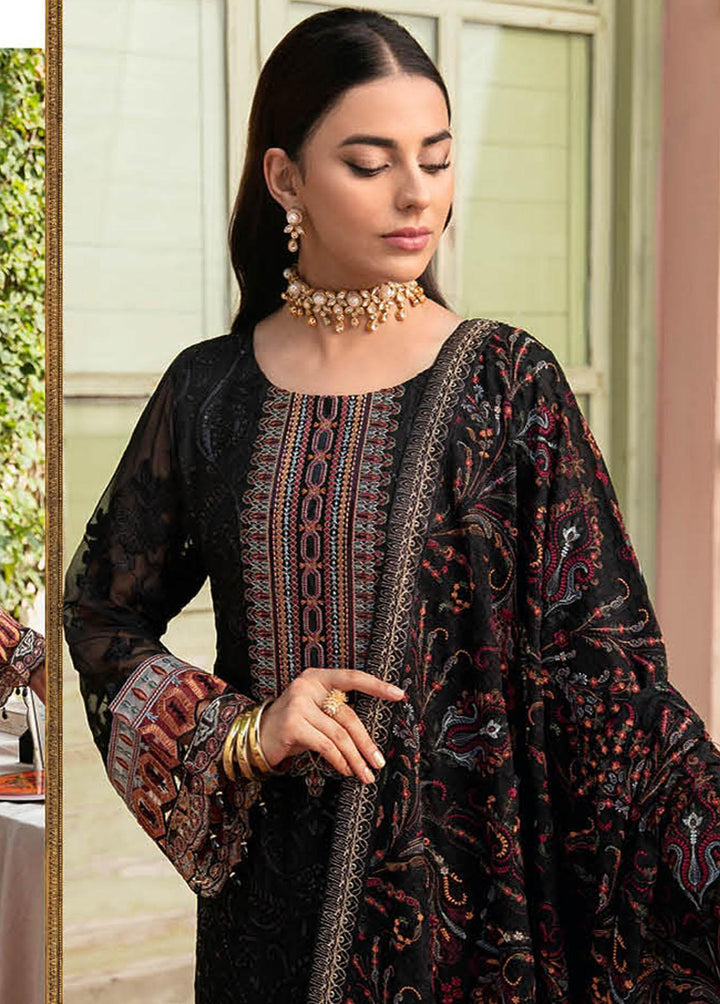 Dastan By Ramsha Embroidered Chiffon Suits Unstitched 3 Piece RSH23D T-102 - Luxury Collection