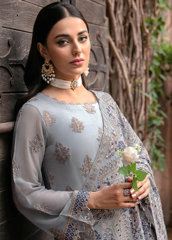 Dastan By Ramsha Embroidered Chiffon Suits Unstitched 3 Piece RSH23D T-103 - Luxury Collection