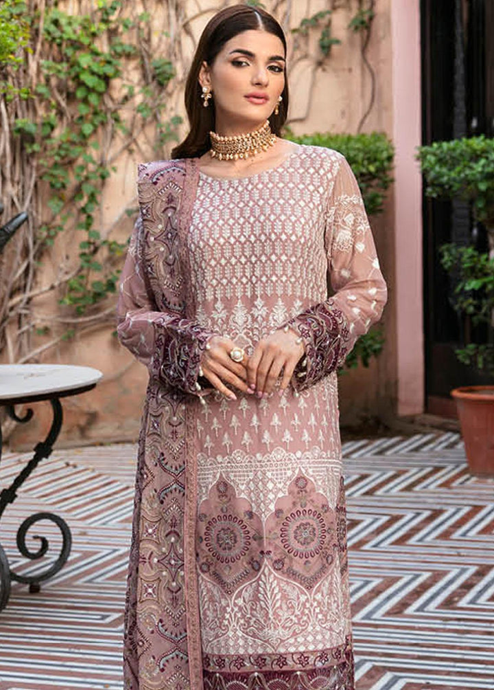 Dastan By Ramsha Embroidered Chiffon Suits Unstitched 3 Piece RSH23D T-104 - Luxury Collection