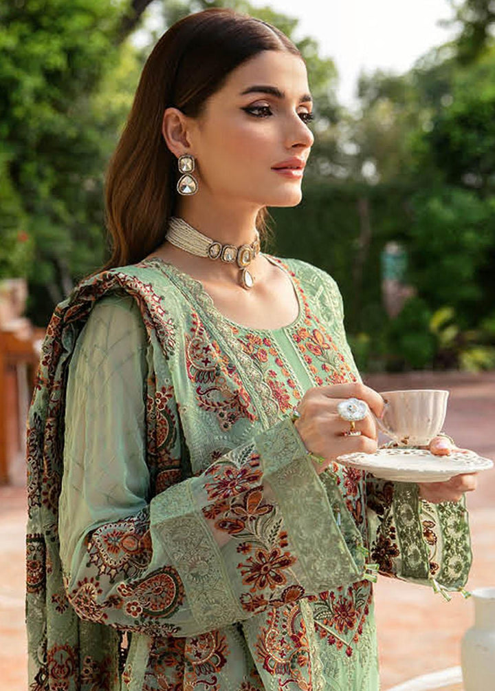 Dastan By Ramsha Embroidered Chiffon Suits Unstitched 3 Piece RSH23D T-106 - Luxury Collection