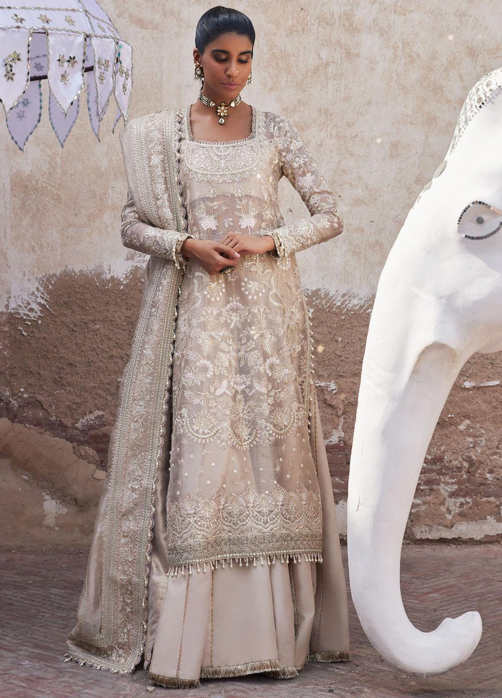 Dastangoi By Afrozeh Embroidered Tissue Suits Unstitched 3 Piece AF23DG AWE-23-V1-04 Ulfat - Wedding Collection