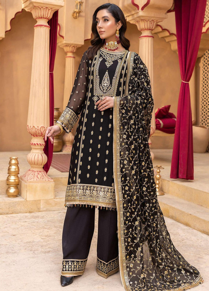 Dastgah By Neeshay Embroidered Chiffon Suits Unstitched 3 Piece NSH24DG Leila - Festive Collection