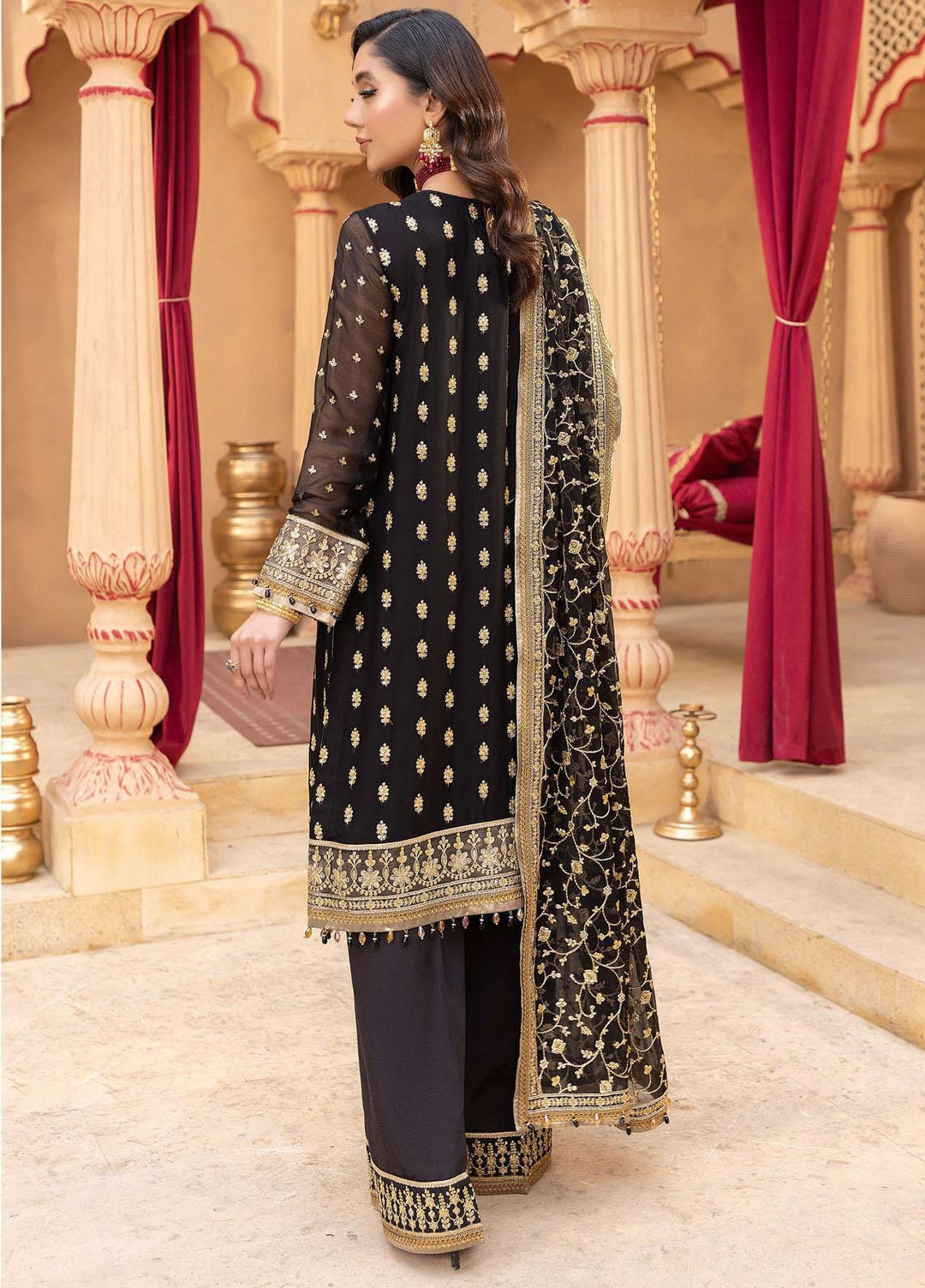 Dastgah By Neeshay Embroidered Chiffon Suits Unstitched 3 Piece NSH24DG Leila - Festive Collection