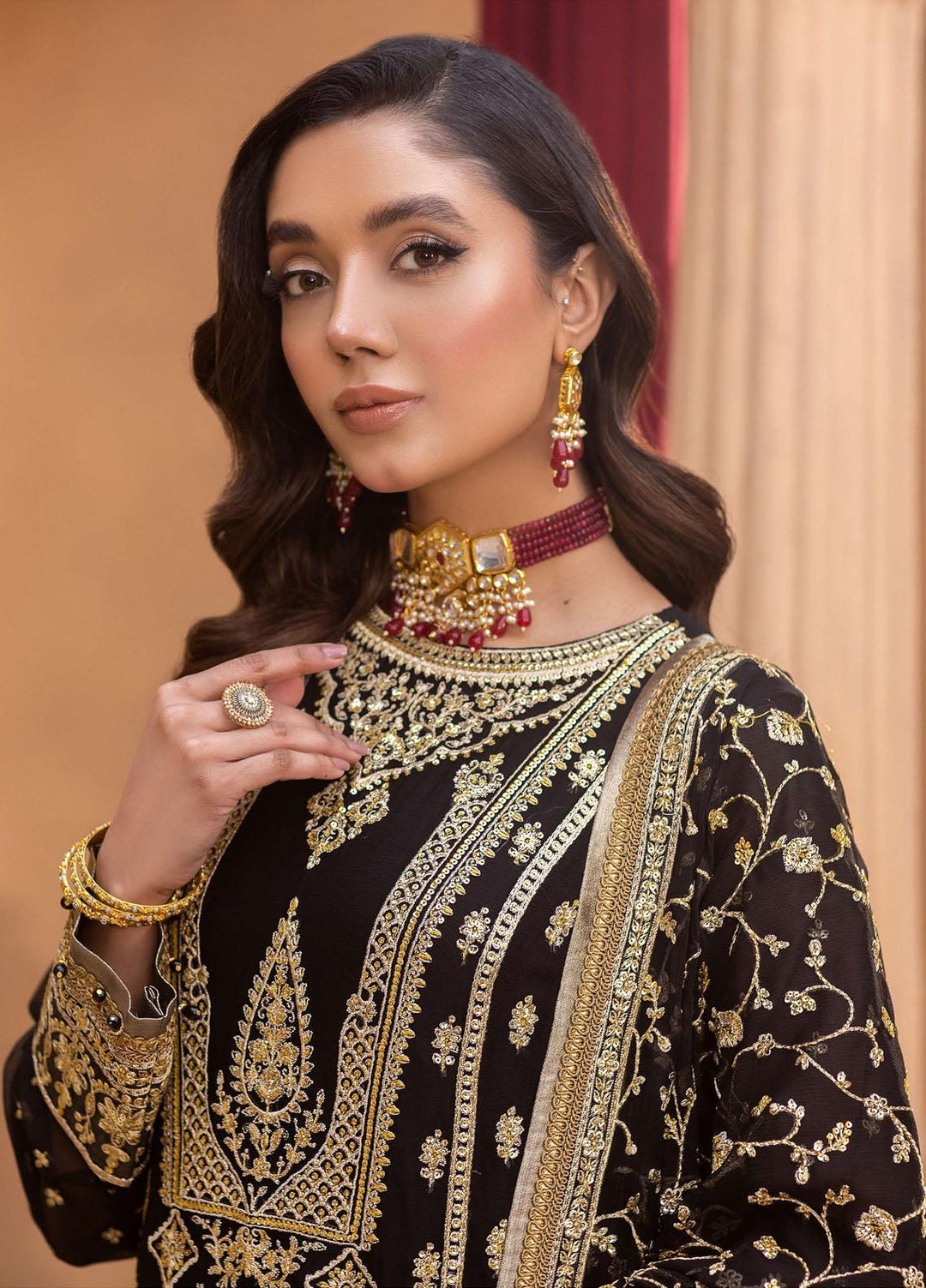 Dastgah By Neeshay Embroidered Chiffon Suits Unstitched 3 Piece NSH24DG Leila - Festive Collection