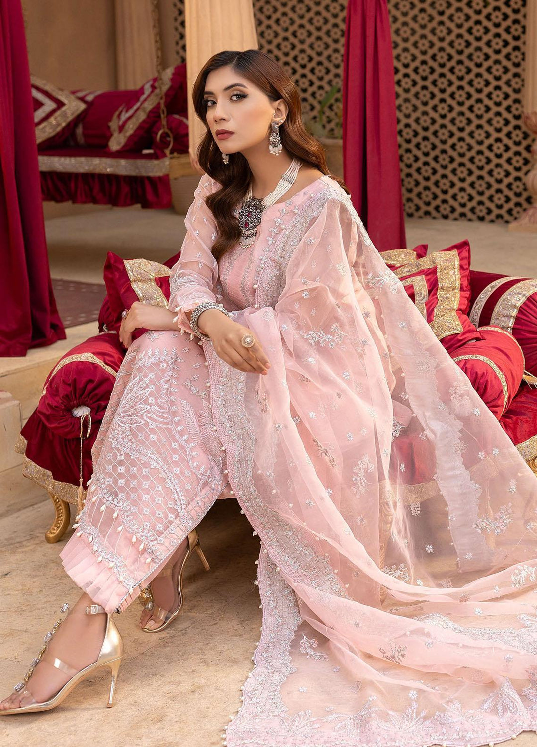 Dastgah By Neeshay Embroidered Organza Suits Unstitched 3 Piece NSH24DG Mehr - Festive Collection