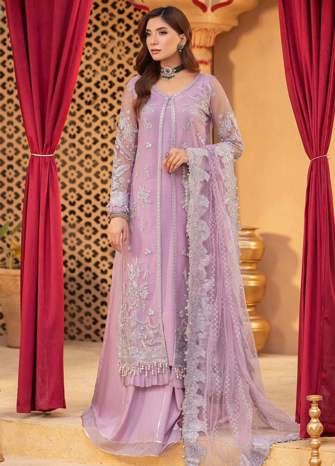 Dastgah By Neeshay Embroidered Net Suits Unstitched 3 Piece NSH24DG Parisa - Festive Collection