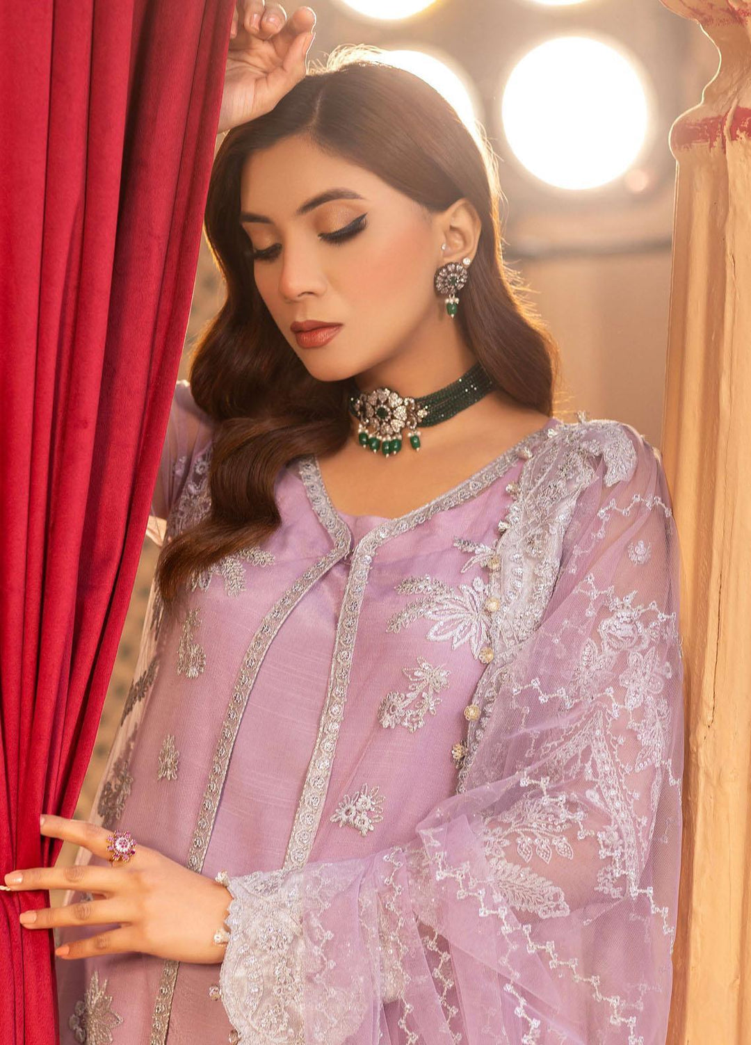 Dastgah By Neeshay Embroidered Net Suits Unstitched 3 Piece NSH24DG Parisa - Festive Collection