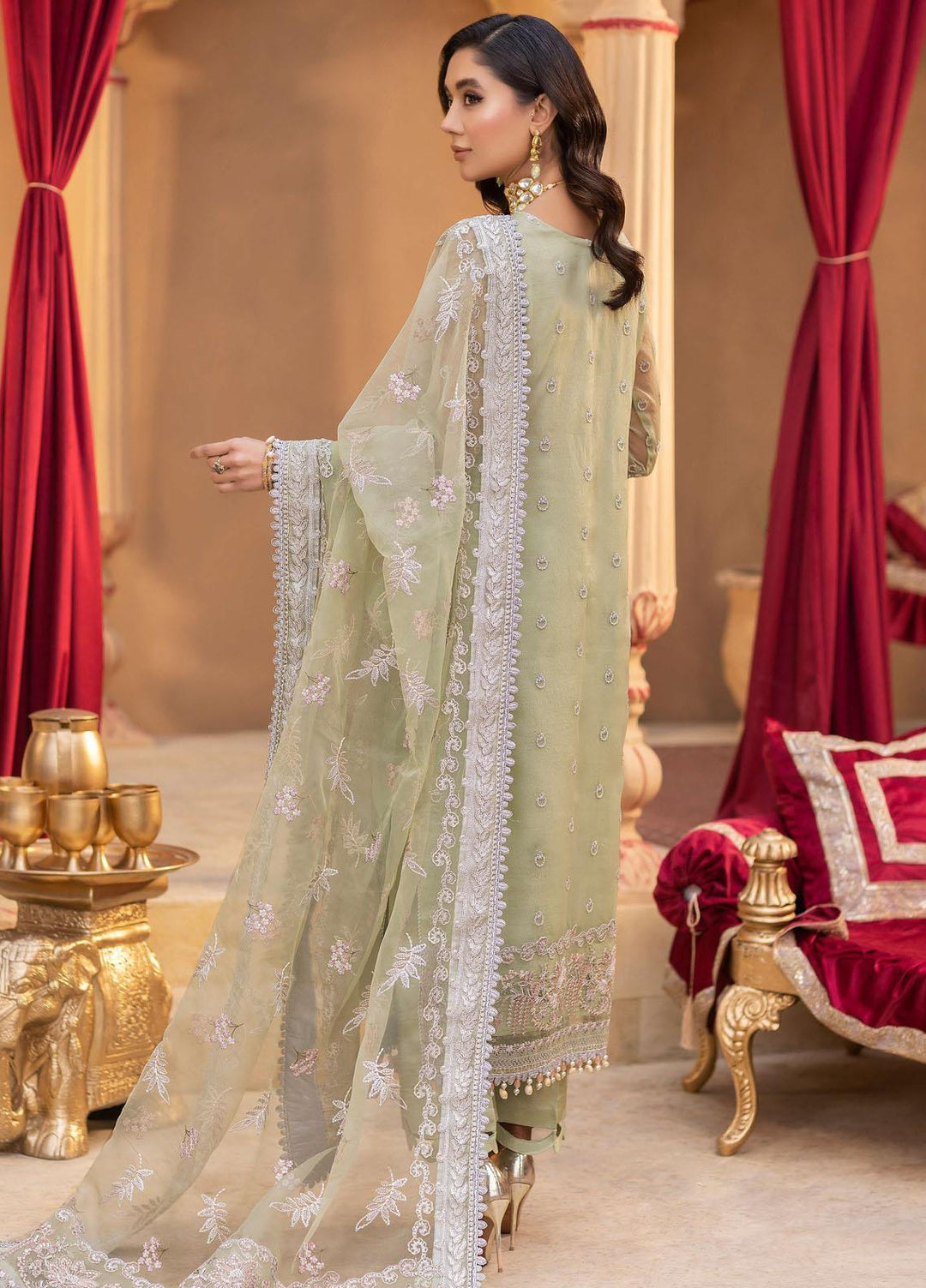 Dastgah By Neeshay Embroidered Organza Suits Unstitched 3 Piece NSH24DG Rang-e-Bahar - Festive Collection