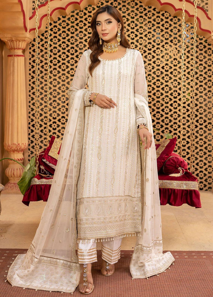 Dastgah By Neeshay Embroidered Chiffon Suits Unstitched 3 Piece NSH24DG Shabnam - Festive Collection