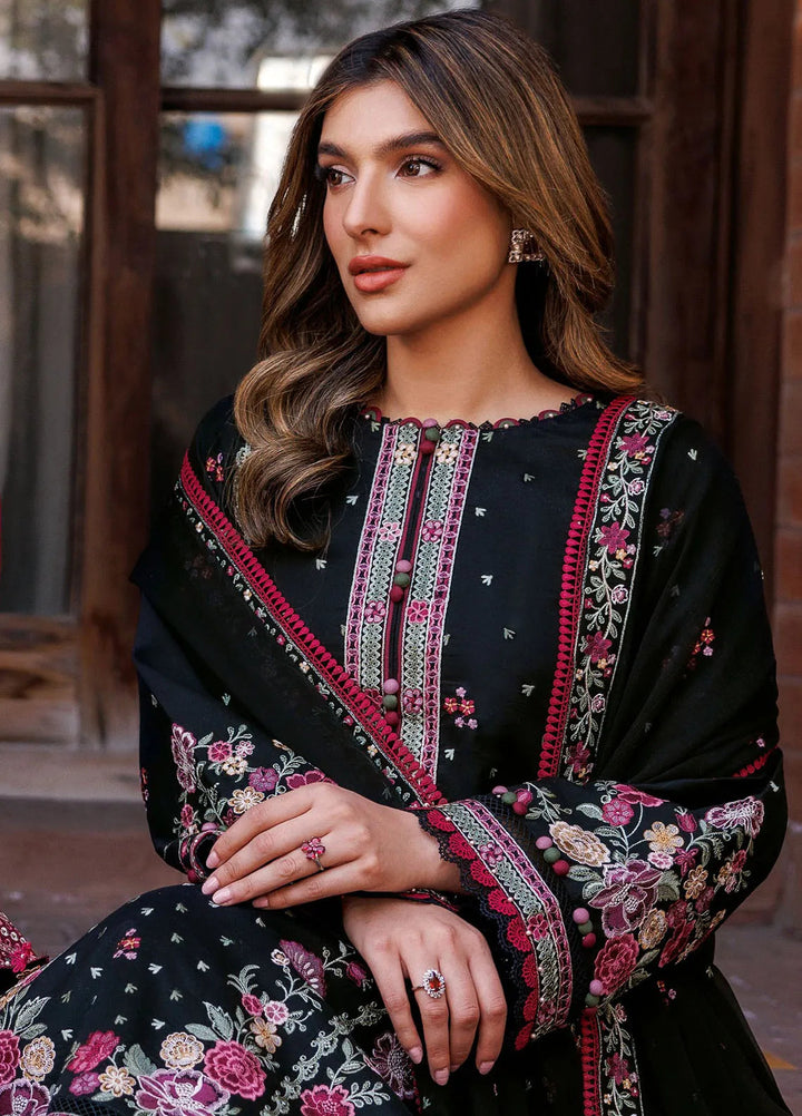 Dastoor By Farasha Embroidered Lawn Suit Unstitched 3 Piece FSH24E D2-Ornate Noir - Summer Collection