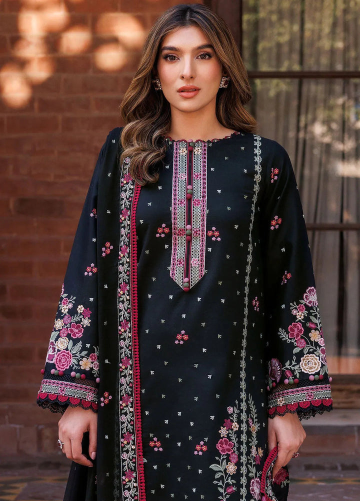 Dastoor By Farasha Embroidered Lawn Suit Unstitched 3 Piece FSH24E D2-Ornate Noir - Summer Collection