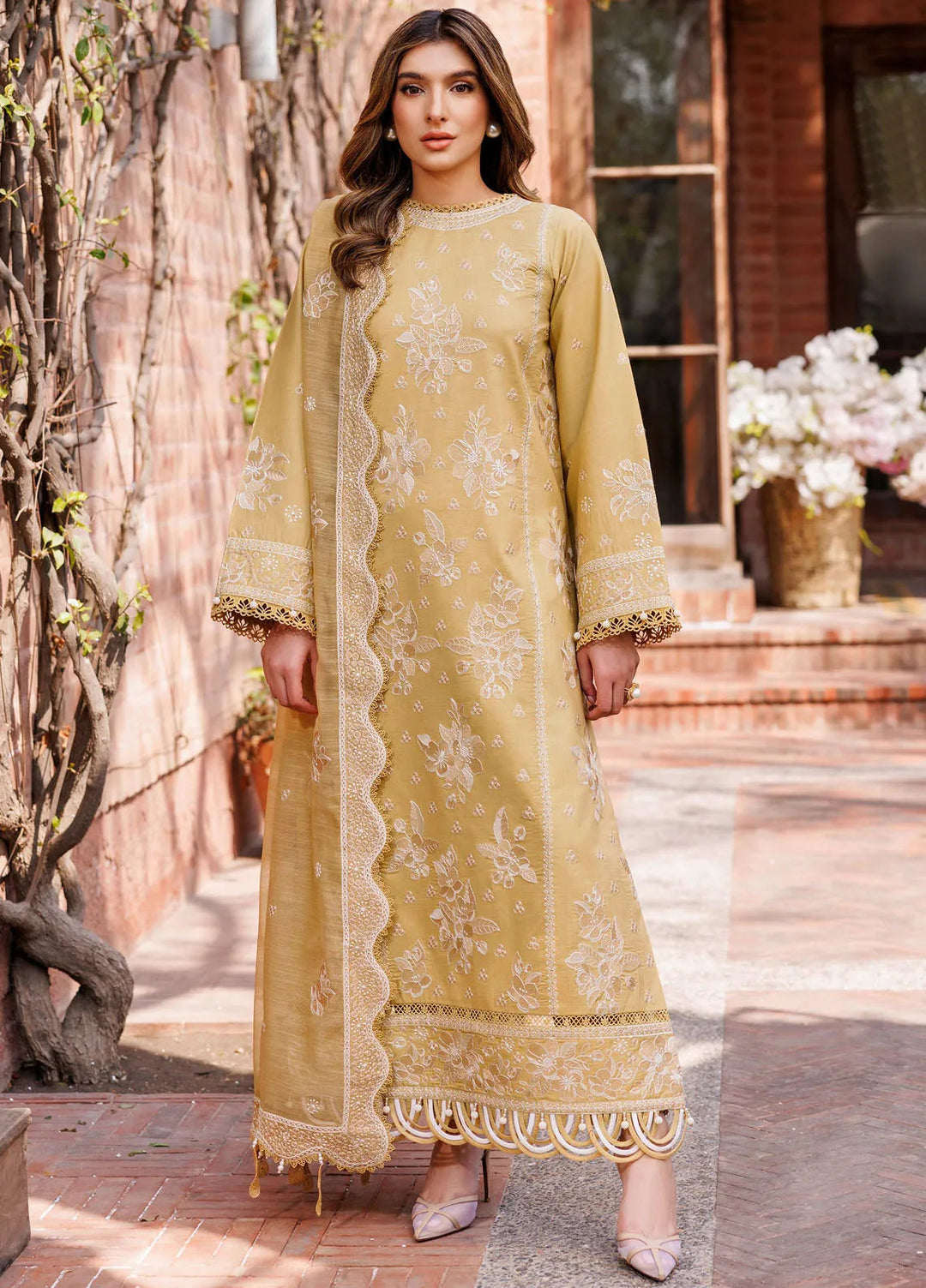 Dastoor By Farasha Embroidered Lawn Suit Unstitched 3 Piece FSH24E D3-Tuscany Dream - Summer Collection