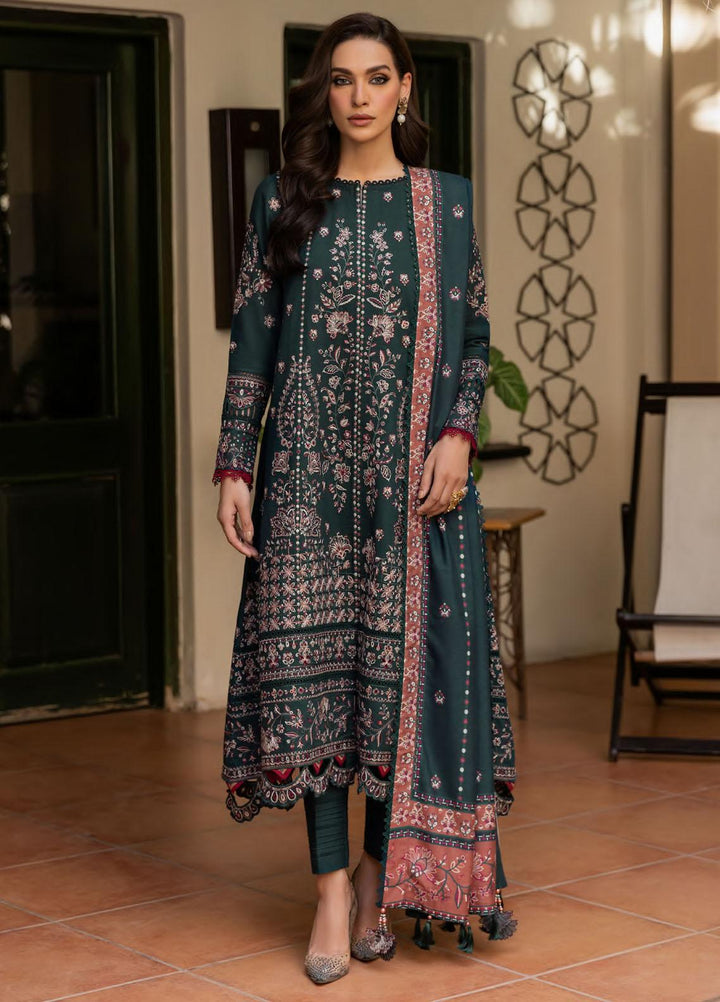 Dastoor By Farasha Embroidered Khaddar Suits Unstitched 3 Piece FSH23D D-01 Abeer - Winter Collection