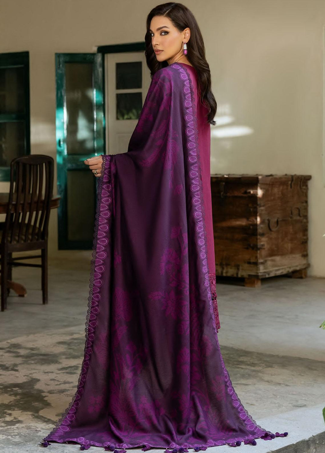 Dastoor By Farasha Embroidered Khaddar Suits Unstitched 3 Piece FSH23D D-02 Zeest - Winter Collection