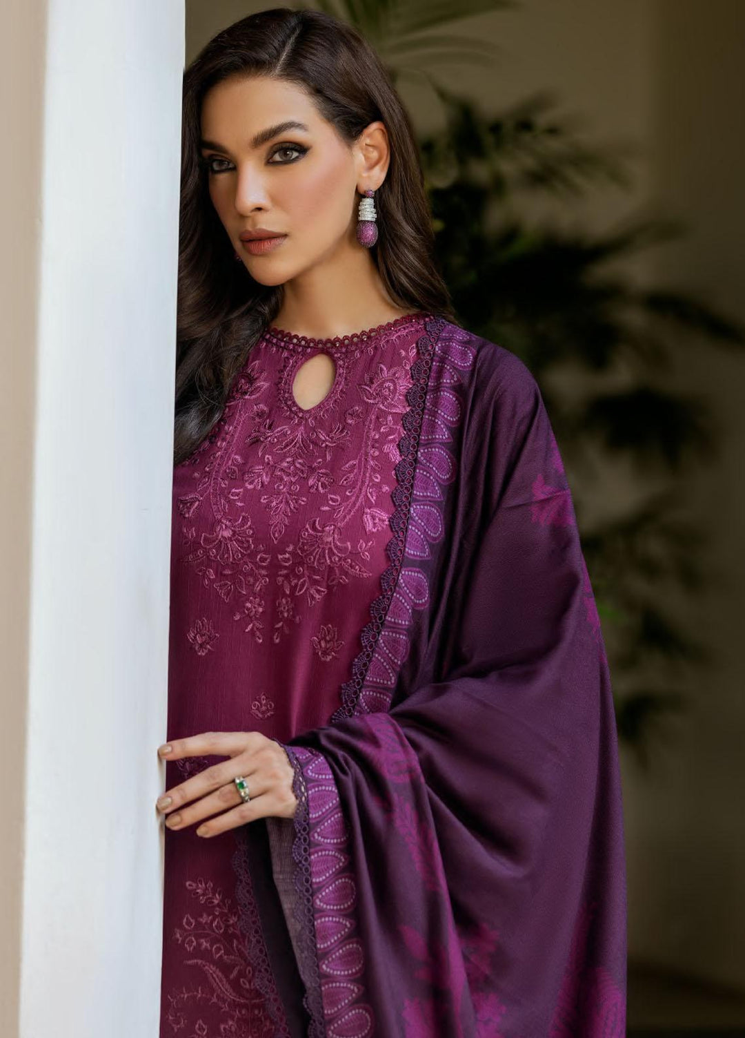 Dastoor By Farasha Embroidered Khaddar Suits Unstitched 3 Piece FSH23D D-02 Zeest - Winter Collection