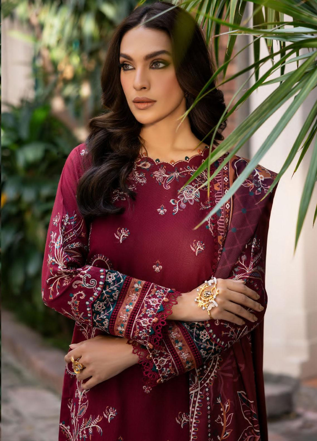 Dastoor By Farasha Embroidered Khaddar Suits Unstitched 3 Piece FSH23D D-03 Yashal - Winter Collection