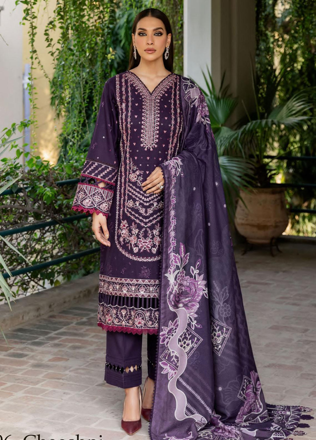 Dastoor By Farasha Embroidered Khaddar Suits Unstitched 3 Piece FSH23D D-06 Chaashni - Winter Collection