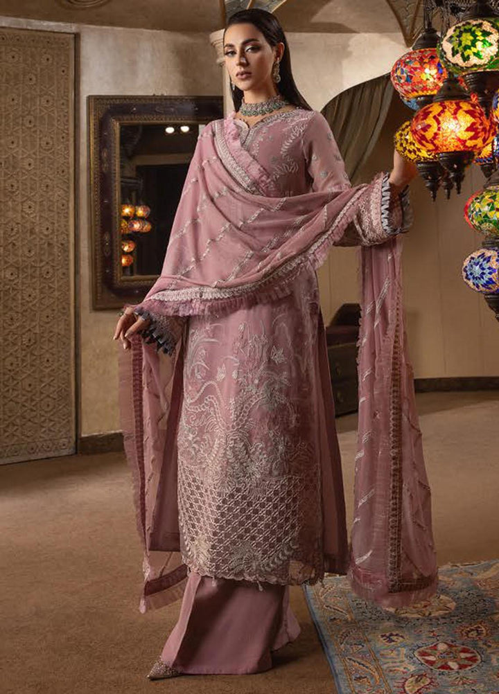 Dastoor By Lala Textiles Embroidered Chiffon Suits Unstitched 3 Piece LT23D D-03 Liana - Luxury Collection