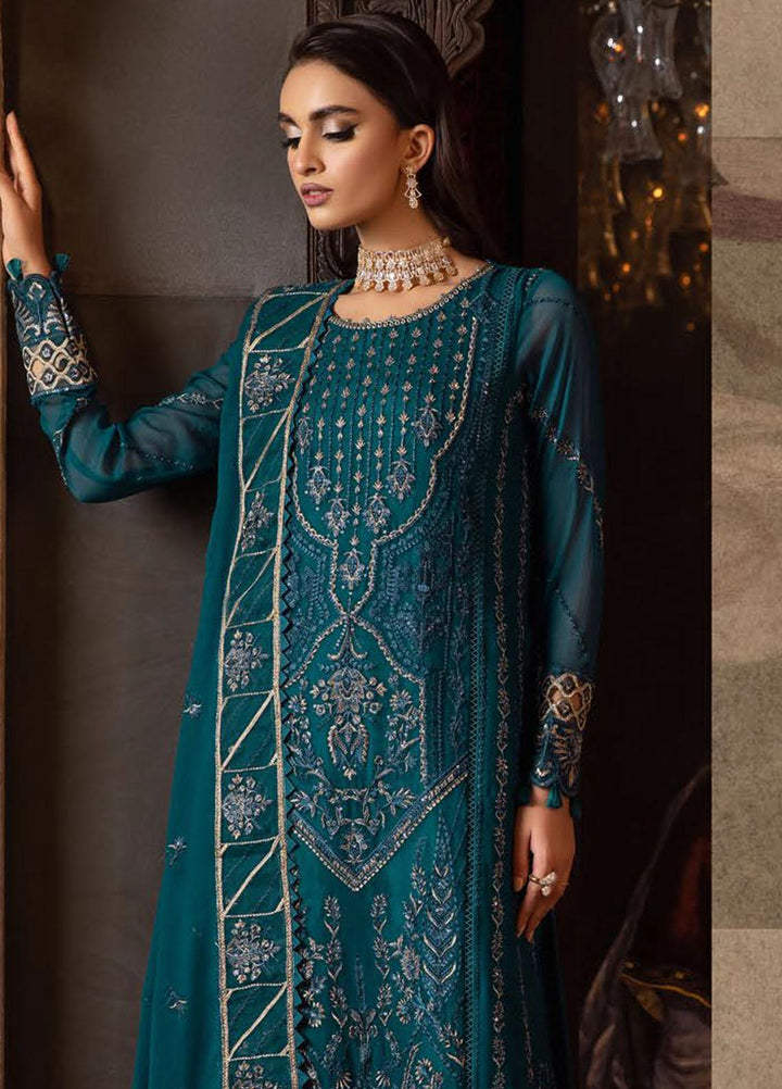 Dastoor By Lala Textiles Embroidered Chiffon Suits Unstitched 3 Piece LT23D D-05 Enchante - Luxury Collection