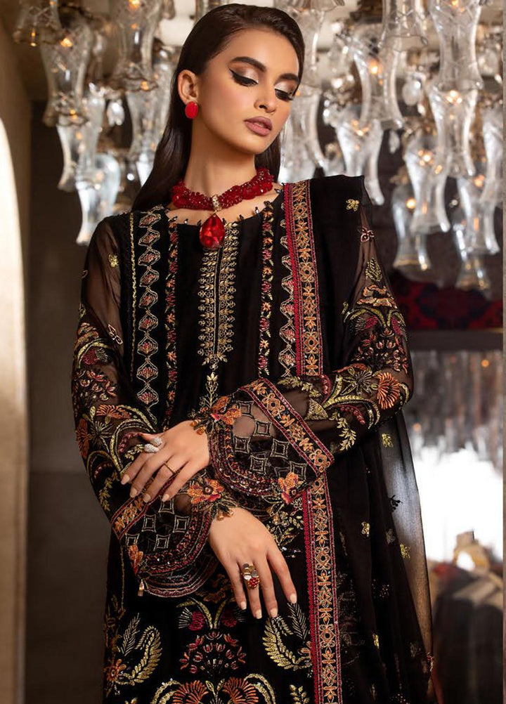 Dastoor By Lala Textiles Embroidered Chiffon Suits Unstitched 3 Piece LT23D D-07 Serene - Luxury Collection